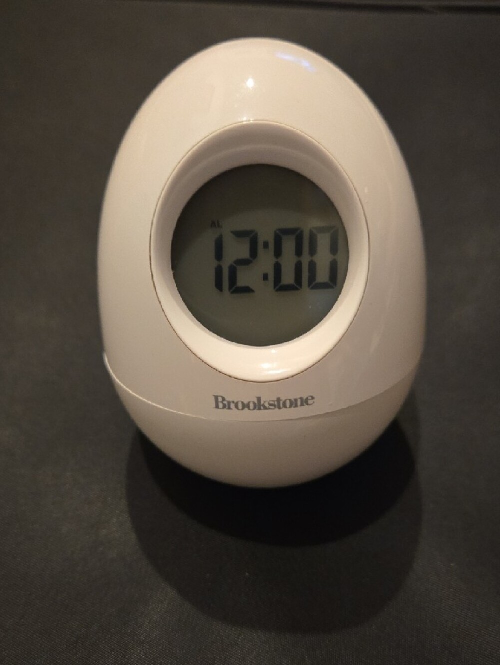 Brookstone Bob 5‑in‑1 Wobble Clock • LED Color Light • Alarm • Temp • Timer